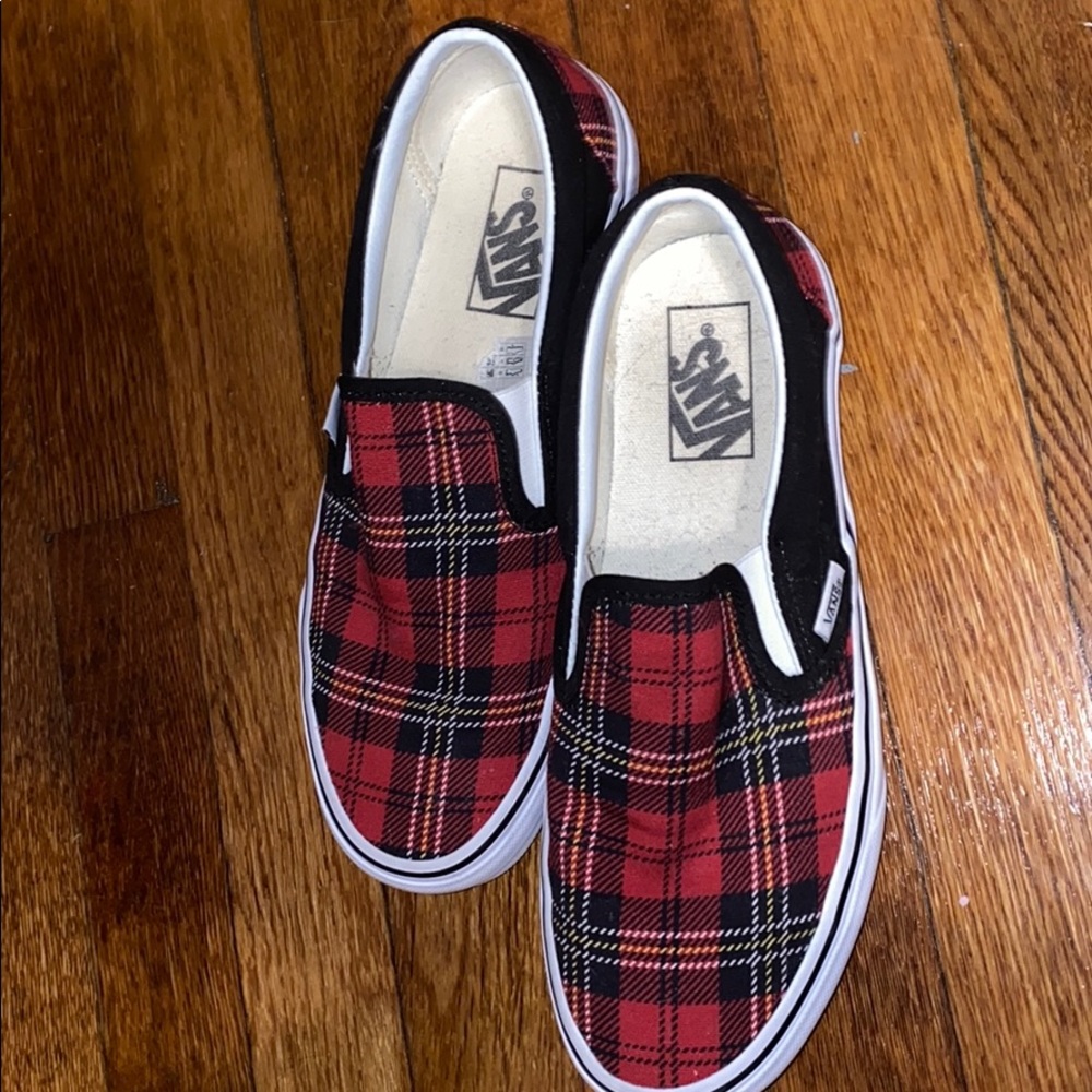 Red plaid vans